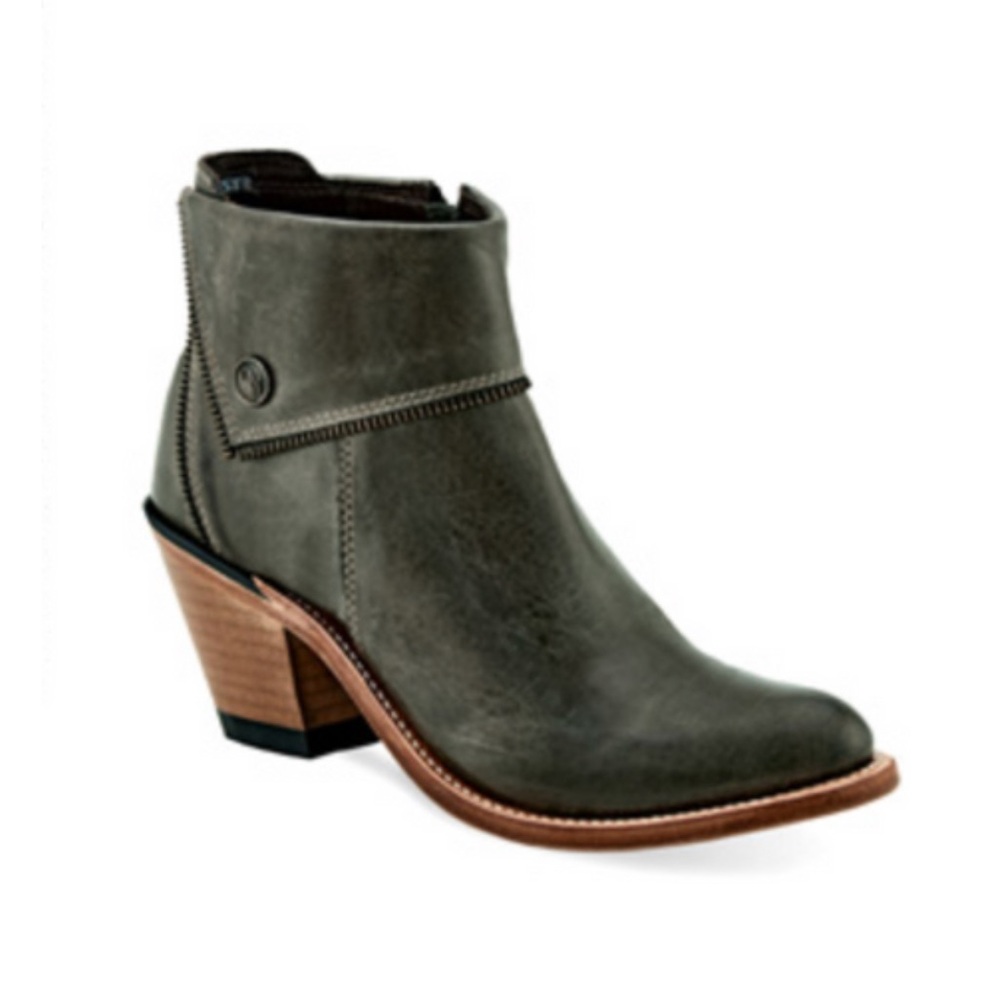 Old West Short Zippered Grey Round Toe Boot